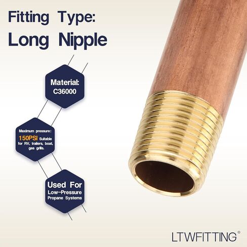 LTWFITTING Assortment Kit Total length (1-1/2-Inch 2-Inch 2-1/2-Inch 3-Inch 3-1/2-Inch 4-Inch 4-1/2-Inch) x 3/8-Inch Male NPT Brass Pipe Long Nipple Set (Pack of 26) in Saudi Arabia