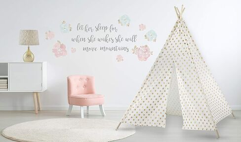 ملصقات كبيرة من Levtex Baby - دعها تنام على شكل زهور قابلة للتقشير واللصق - فضي، وردي، مائي - دعها تنام عندما تستيقظ وستتحرك الجبال، متعدد (LB350WD) in Kuwait