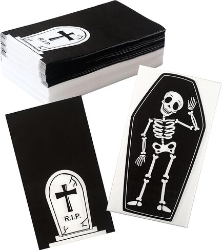 100 قطعة من مناديل الضيوف الورقية للهالوين، مناديل العشاء للاستعمال مرة واحدة، مناشف ضيوف الهالوين، مناديل الحمام الهيكلية للاستعمال مرة واحدة، منشفة يد للضيوف على شكل جمجمة من أجل لوازم الحفلات ذات موضوع الرعب in Kuwait