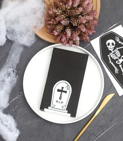 100 قطعة من مناديل الضيوف الورقية للهالوين، مناديل العشاء للاستعمال مرة واحدة، مناشف ضيوف الهالوين، مناديل الحمام الهيكلية للاستعمال مرة واحدة، منشفة يد للضيوف على شكل جمجمة من أجل لوازم الحفلات ذات موضوع الرعب in Kuwait