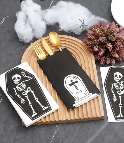 100 قطعة من مناديل الضيوف الورقية للهالوين، مناديل العشاء للاستعمال مرة واحدة، مناشف ضيوف الهالوين، مناديل الحمام الهيكلية للاستعمال مرة واحدة، منشفة يد للضيوف على شكل جمجمة من أجل لوازم الحفلات ذات موضوع الرعب in Kuwait