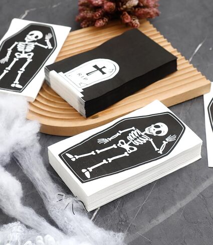 100 قطعة من مناديل الضيوف الورقية للهالوين، مناديل العشاء للاستعمال مرة واحدة، مناشف ضيوف الهالوين، مناديل الحمام الهيكلية للاستعمال مرة واحدة، منشفة يد للضيوف على شكل جمجمة من أجل لوازم الحفلات ذات موضوع الرعب in Kuwait