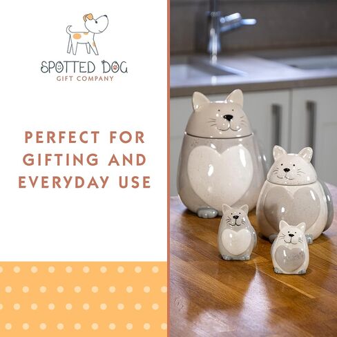 SPOTTED DOG GIFT COMPANY Cat Salt and Pepper Shakers Set, Cute Novelty Ceramic Gray and White Unique Cat Kitchen Decor Accessories, Gifts for Cat Lovers in Saudi Arabia