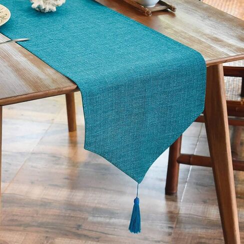 BALCONY & FALCON Linen Style Table Runner Waterproof Washable Table Runners for Kitchen Coffee Dresser Scarf Thanksgiving Christmas Wedding Home Outdoor Use(Ruby Red, 14x51) in Saudi Arabia