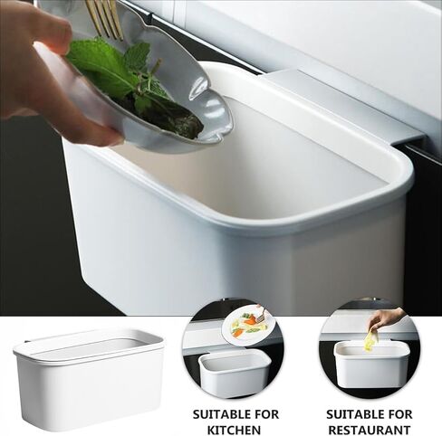 Garneck 2pcs Kitchen Hanging Trash Cans Over-Cabinet Plastic Garbage Bins Portable White Compost Bins Small Food Waste Container Can for Cupboard Outdoor Camping in Saudi Arabia