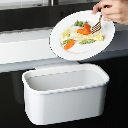 Garneck 2pcs Kitchen Hanging Trash Cans Over-Cabinet Plastic Garbage Bins Portable White Compost Bins Small Food Waste Container Can for Cupboard Outdoor Camping in Saudi Arabia