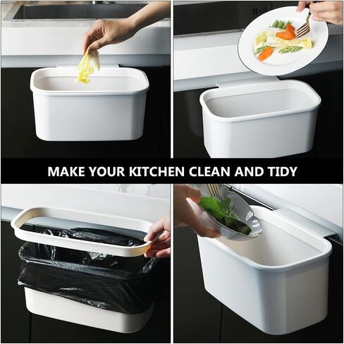 Garneck 2pcs Kitchen Hanging Trash Cans Over-Cabinet Plastic Garbage Bins Portable White Compost Bins Small Food Waste Container Can for Cupboard Outdoor Camping in Saudi Arabia