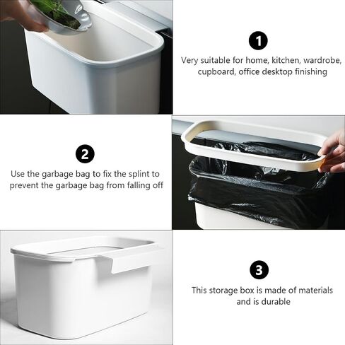 Garneck 2pcs Kitchen Hanging Trash Cans Over-Cabinet Plastic Garbage Bins Portable White Compost Bins Small Food Waste Container Can for Cupboard Outdoor Camping in Saudi Arabia