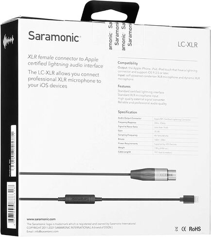 Saramonic XLR Female to Apple Lightning Microphone Interface Cable for iPhone & iPad (LC-XLR) in Saudi Arabia