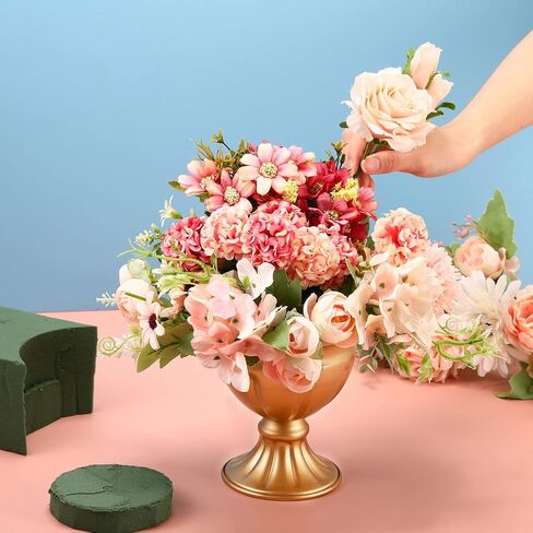 مزهرية معدنية ذهبية صغيرة من Rtteri 20 قطعة من زهور الزفاف والمزهريات الذهبية بطول 5.1 بوصة مزهرية كومبوت معدنية كبيرة لتزيين قطع مركزية لطاولات الزفاف لحفلات الزفاف وحفلات الذكرى السنوية وأعياد الميلاد in Kuwait