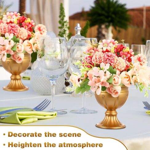 مزهرية معدنية ذهبية صغيرة من Rtteri 20 قطعة من زهور الزفاف والمزهريات الذهبية بطول 5.1 بوصة مزهرية كومبوت معدنية كبيرة لتزيين قطع مركزية لطاولات الزفاف لحفلات الزفاف وحفلات الذكرى السنوية وأعياد الميلاد in Kuwait