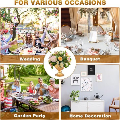 مزهرية معدنية ذهبية صغيرة من Rtteri 20 قطعة من زهور الزفاف والمزهريات الذهبية بطول 5.1 بوصة مزهرية كومبوت معدنية كبيرة لتزيين قطع مركزية لطاولات الزفاف لحفلات الزفاف وحفلات الذكرى السنوية وأعياد الميلاد in Kuwait