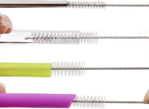 Set of 10 Long Straw Brush Nylon Pipe Tube Cleaner 8-inch 10 Different Diameters Flexible Brush Drinking Straw Cleaning Brush for Sippy Cup, Water Bottle in Kuwait