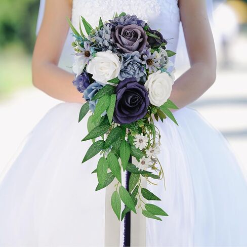 باقات زفاف ساوثجيت للعروس، باقات زهور صناعية لوصيفات العروس، باقة العروس زهور صناعية لحفلات الزفاف والحفلات والكنيسة، أزرق in Kuwait