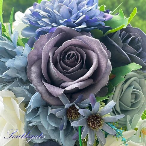 باقات زفاف ساوثجيت للعروس، باقات زهور صناعية لوصيفات العروس، باقة العروس زهور صناعية لحفلات الزفاف والحفلات والكنيسة، أزرق in Kuwait