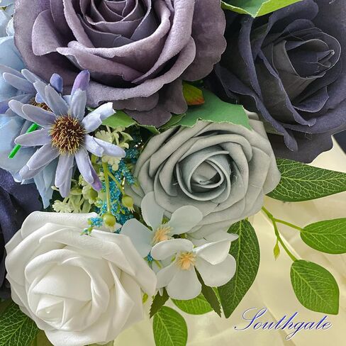 باقات زفاف ساوثجيت للعروس، باقات زهور صناعية لوصيفات العروس، باقة العروس زهور صناعية لحفلات الزفاف والحفلات والكنيسة، أزرق in Kuwait