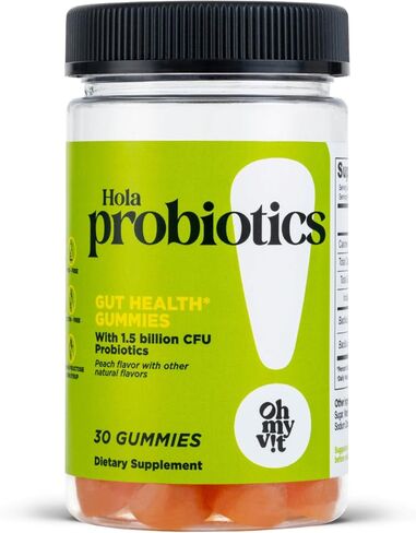 يا فيت! Hola Probiotics Gummy، مكمل يومي للنساء والرجال، 1.5 مليار وحدة تشكيل مستعمرات، نكهة الخوخ، 30 قطعة in Saudi Arabia