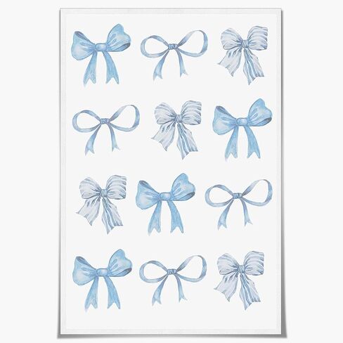 Sufeasdf Trendy Light Light Blue Bow Canvas Wall Art Watercolor Light Blue Bow Prints Painting Posters Funky Coquette Preppy Aesthetic Wall Decor Cute Apartment Decor12x18inch Unframed in Saudi Arabia