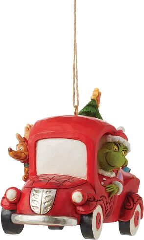 Enesco Dr. Seuss Grinch by Jim Shore Red Truck Hanging Ornament, Stone Resin Hand Crafted Collectible Decorative Christmas Tree Ornaments Home Decor Collection Gift, 2.99 Inch, Multicolor in Saudi Arabia