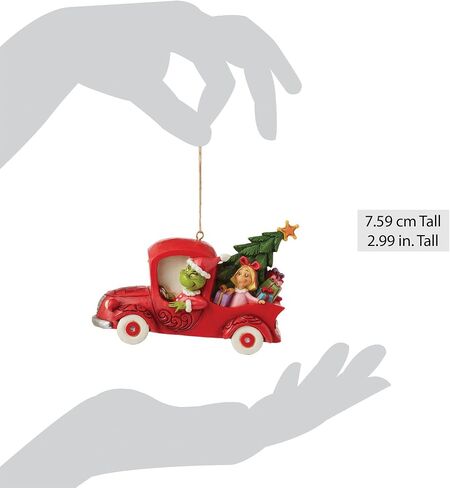 Enesco Dr. Seuss Grinch by Jim Shore Red Truck Hanging Ornament, Stone Resin Hand Crafted Collectible Decorative Christmas Tree Ornaments Home Decor Collection Gift, 2.99 Inch, Multicolor in Saudi Arabia