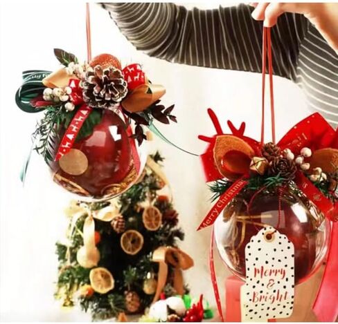 120 مم/10 قطع عيد الميلاد DIY كرات بلاستيكية شفافة قابلة للتعبئة، زينة شجرة عيد الميلاد من البلاستيك الشفاف من الأكريليك، كرات قابلة للحشو لتزيين حفلات الزفاف in Kuwait