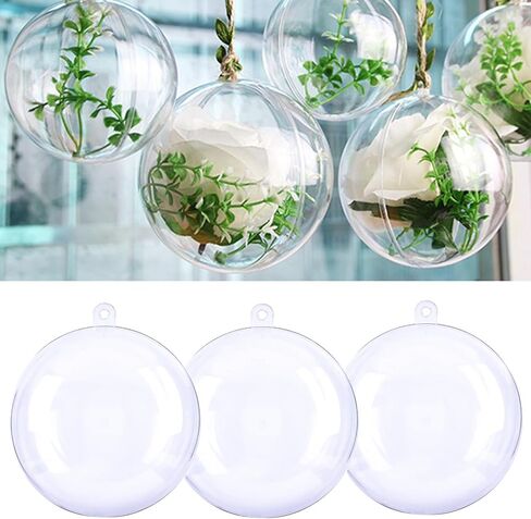 120 مم/10 قطع عيد الميلاد DIY كرات بلاستيكية شفافة قابلة للتعبئة، زينة شجرة عيد الميلاد من البلاستيك الشفاف من الأكريليك، كرات قابلة للحشو لتزيين حفلات الزفاف in Kuwait