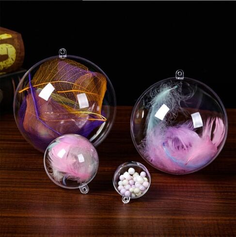 120 مم/10 قطع عيد الميلاد DIY كرات بلاستيكية شفافة قابلة للتعبئة، زينة شجرة عيد الميلاد من البلاستيك الشفاف من الأكريليك، كرات قابلة للحشو لتزيين حفلات الزفاف in Kuwait