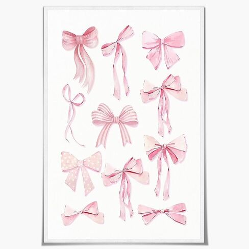 Sufeasdf Trendy Light Light Blue Bow Canvas Wall Art Watercolor Light Blue Bow Prints Painting Posters Funky Coquette Preppy Aesthetic Wall Decor Cute Apartment Decor12x18inch Unframed in Saudi Arabia