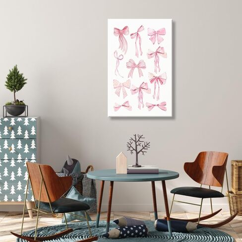 Sufeasdf Trendy Light Light Blue Bow Canvas Wall Art Watercolor Light Blue Bow Prints Painting Posters Funky Coquette Preppy Aesthetic Wall Decor Cute Apartment Decor12x18inch Unframed in Saudi Arabia