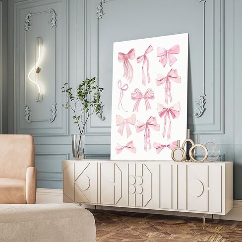 Sufeasdf Trendy Light Light Blue Bow Canvas Wall Art Watercolor Light Blue Bow Prints Painting Posters Funky Coquette Preppy Aesthetic Wall Decor Cute Apartment Decor12x18inch Unframed in Saudi Arabia