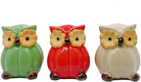 مجموعة من 3 تماثيل بومة سيراميك لديكور المنزل، تماثيل بومة حكيمة، زخارف زخرفية لغرفة المعيشة، غرفة النوم، سطح المكتب، الخزانات أو الهدايا in Kuwait