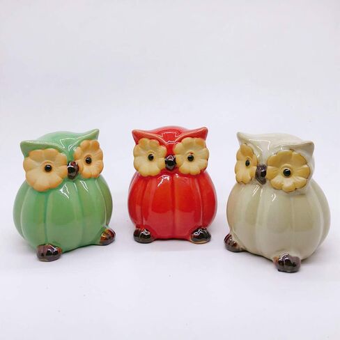 مجموعة من 3 تماثيل بومة سيراميك لديكور المنزل، تماثيل بومة حكيمة، زخارف زخرفية لغرفة المعيشة، غرفة النوم، سطح المكتب، الخزانات أو الهدايا in Kuwait