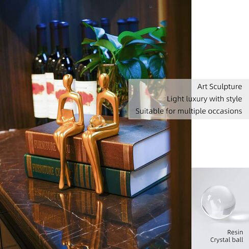 Notakia 3 قطع ذهبية مجردة يجلس النحت ديكور المنزل لهجات المفكر تمثال الزينة لغرفة المعيشة، أفكار هدية عظيمة التماثيل للمكتب، رف الكتب (الذهب 3 قطع) in Kuwait