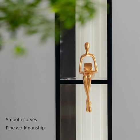 Notakia 3 قطع ذهبية مجردة يجلس النحت ديكور المنزل لهجات المفكر تمثال الزينة لغرفة المعيشة، أفكار هدية عظيمة التماثيل للمكتب، رف الكتب (الذهب 3 قطع) in Kuwait