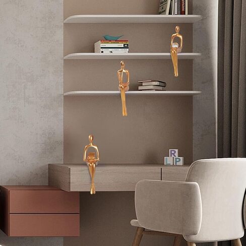 Notakia 3 قطع ذهبية مجردة يجلس النحت ديكور المنزل لهجات المفكر تمثال الزينة لغرفة المعيشة، أفكار هدية عظيمة التماثيل للمكتب، رف الكتب (الذهب 3 قطع) in Kuwait