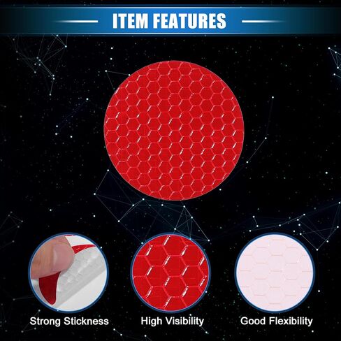 10 Pcs Reflective Stickers, 1.97" OD Round Shape Safety Tape Reflector Universal for Cars Trucks Trailers Waterproof PET Red in Saudi Arabia
