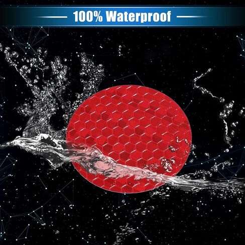 10 Pcs Reflective Stickers, 1.97" OD Round Shape Safety Tape Reflector Universal for Cars Trucks Trailers Waterproof PET Red in Saudi Arabia