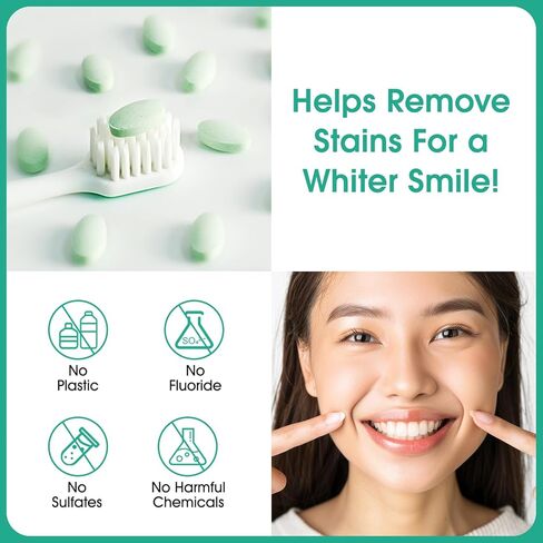 150 Tablets Chewable Toothpaste Tablets, Nano Hydroxyapatite, Flouride & Plastic Free, Sensitive Toothpaste Tablets Peppermint Flavored Strengthen Teeth, Clean Effectively in Saudi Arabia