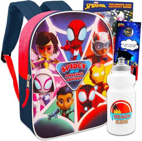 Spidey and His Amazing Friends Backpack Set - Bundle with 16" Spiderman Backpack for Kids Plus Spidey Coloring Book, Water Bottle, and More | Spidey and Friends Backpack in Saudi Arabia
