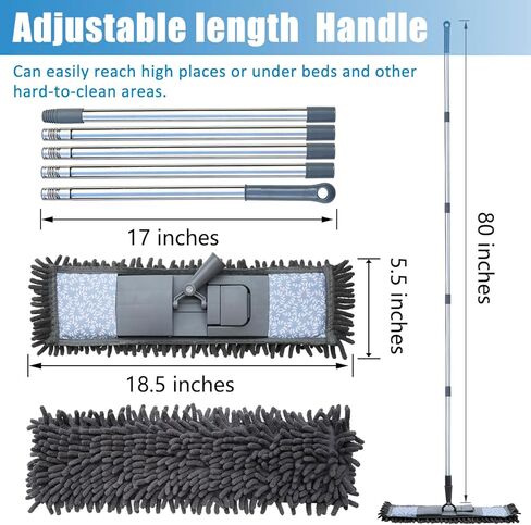طقم مماسح غبار من الألياف الدقيقة بمقبض طويل 80 بوصة، مع زوجين من منافض أغطية الأحذية، ممسحات رطبة وجافة لالتقاط شعر الحيوانات الأليفة والغبار، منفضة غبار متعددة الأغراض للأرضيات الصلبة والجدار والسقف والسيارة والنافذة in Kuwait