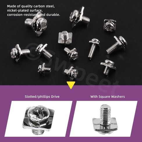 Swpeet 240 قطعة 12 مقاس M3 M3.5 M4 M5 مسامير كتلة طرفية من الصلب الكربوني مع مجموعة متنوعة من الغسالات المربعة، براغي كتلة طرفية من الصلب الكربوني المطلي بالنيكل لإصلاح الأسلاك في المرافق الكهربائية in Saudi Arabia
