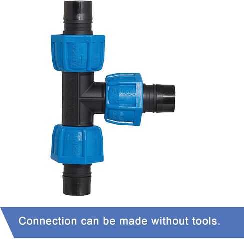 Watts AT1 ANKA Series High Pressure Poly-Pipe Tee, 1" x 1" x 1" Black Fitting w/ Blue Tapered Nut Seals, High Grade Glass Fiber Reinforced Nylon, Agriculture & Irrigation in Saudi Arabia