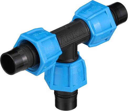 Watts AT1 ANKA Series High Pressure Poly-Pipe Tee, 1" x 1" x 1" Black Fitting w/ Blue Tapered Nut Seals, High Grade Glass Fiber Reinforced Nylon, Agriculture & Irrigation in Saudi Arabia