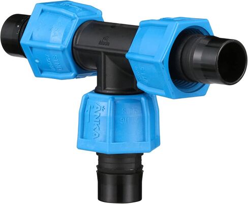 Watts AT1 ANKA Series High Pressure Poly-Pipe Tee, 1" x 1" x 1" Black Fitting w/ Blue Tapered Nut Seals, High Grade Glass Fiber Reinforced Nylon, Agriculture & Irrigation in Saudi Arabia