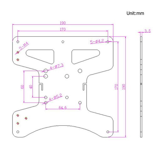 Zeberoxyz Upgrade Modular Y Carriage Plate Kit 190mmx190mmx3.5mm/7.5x7.5x0.14inch for 2040 V-Groove Aluminum Profile for Ender 3/Ender 3 PRO 3D Printers (190x190x3.5mm) in Saudi Arabia