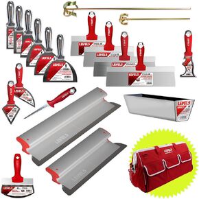 PROFESSIONAL HAND TOOL SET W/DUFFEL BAG - Welded Joint, Taping, & Specialty Knives, Mixers, Jab Saw, Mud Pan + Free Duffel Bag | 5-690