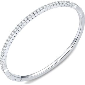 KSTYLE Moissanite Bracelet for Women, 18K White Gold Plated S925 Sterling Silver Bracelets |D Color VVS1| 1.2ct Moissanite Bangle Bracelets, Vintage Swallowtail Setting