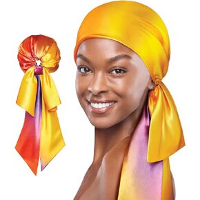 Red by Kiss Pre-Tied Hair Wrap for Women, Silk Satin Head Scarf Hair Wrapping Headband for Sleeping, Lightweight Soft Bandana