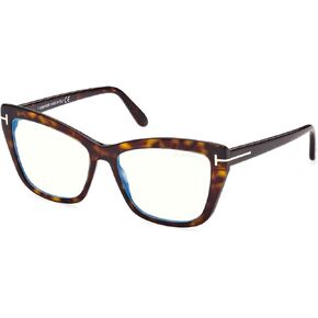 Eyeglasses Tom Ford FT 5826 -B 052 Dark Havana,"t" Logo/Blue Block Lenses