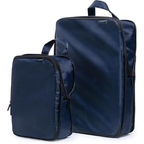 Brookstone 2 Piece Compression Packing Cube Set - Tear Resistant Multi Functional Apparel and Accessory Space Saving Storage Organizer, Blue